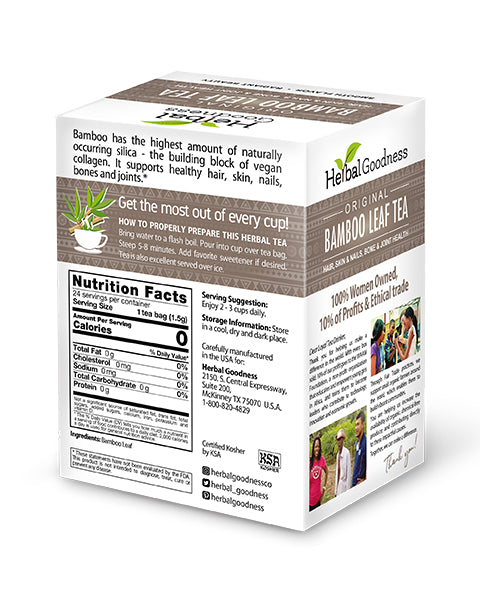 Bamboo Leaf Tea – Caffeine-Free | 24 Tea Bags (1.5g Each) - Herbal Goodness