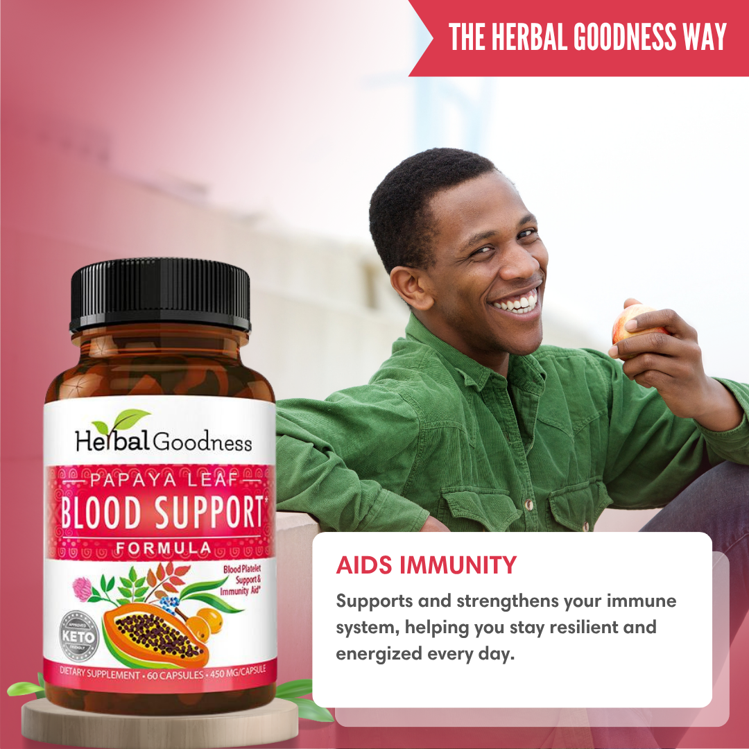 Papaya Leaf Extract Blood Support - 450mg/60 Capsules - Herbal Goodness