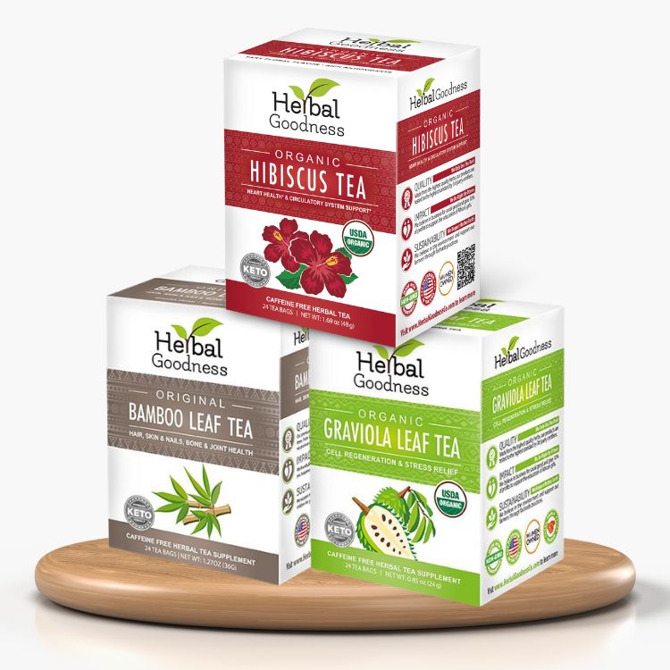 Organic Herbal Tea Trio Bundle – Graviola Hibiscus Mango | Herbal Goodness Buy
