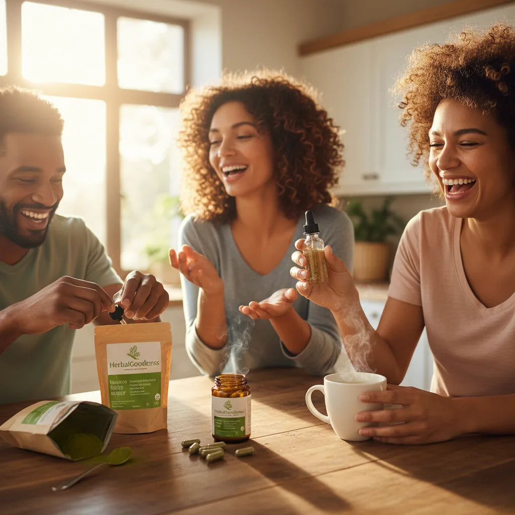 Morning kitchen scene with moringa products