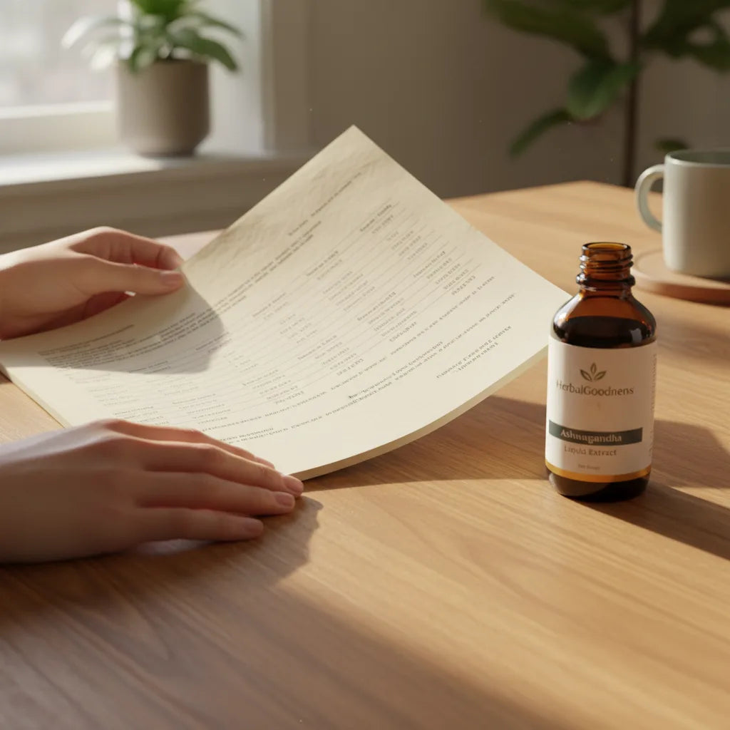 Reading lab report with Ashwagandha extract