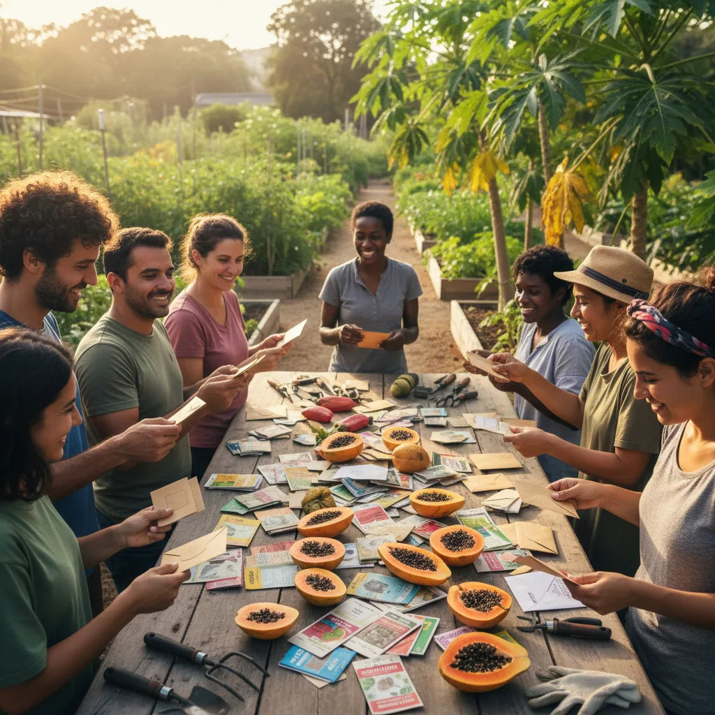 Papaya seed swap at local community garden