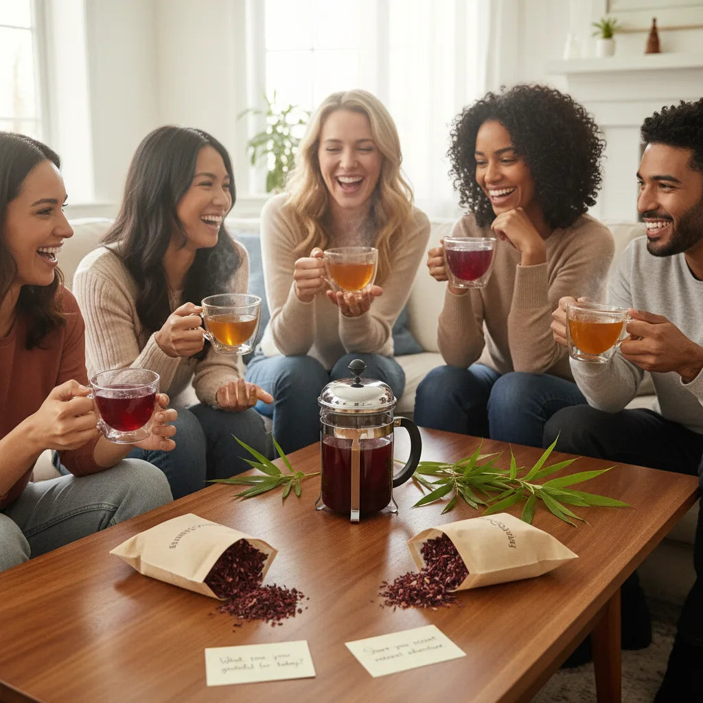 Friends enjoying herbal tea tasting together