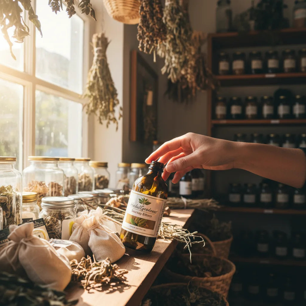 Choosing soursop bitters in local herbal shop