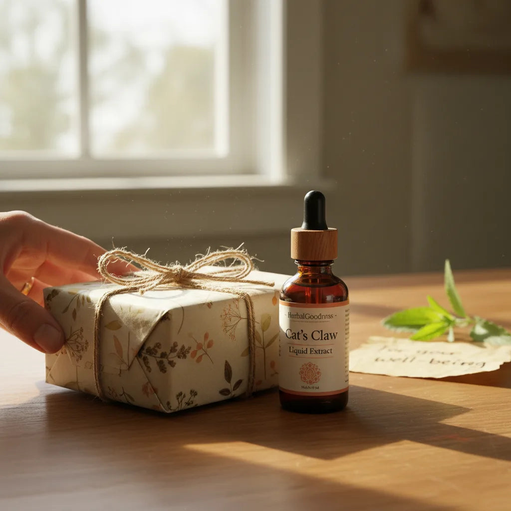 Hand gifting Cat’s Claw herbal extract