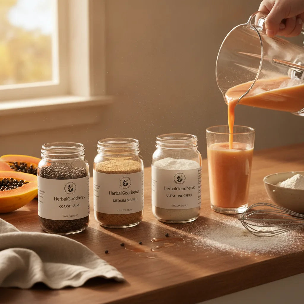 Which Papaya Seed Powder Texture Is Right for You? A Beginner’s Guide to Mesh Size, Micronization, and Practical Uses_featured_image