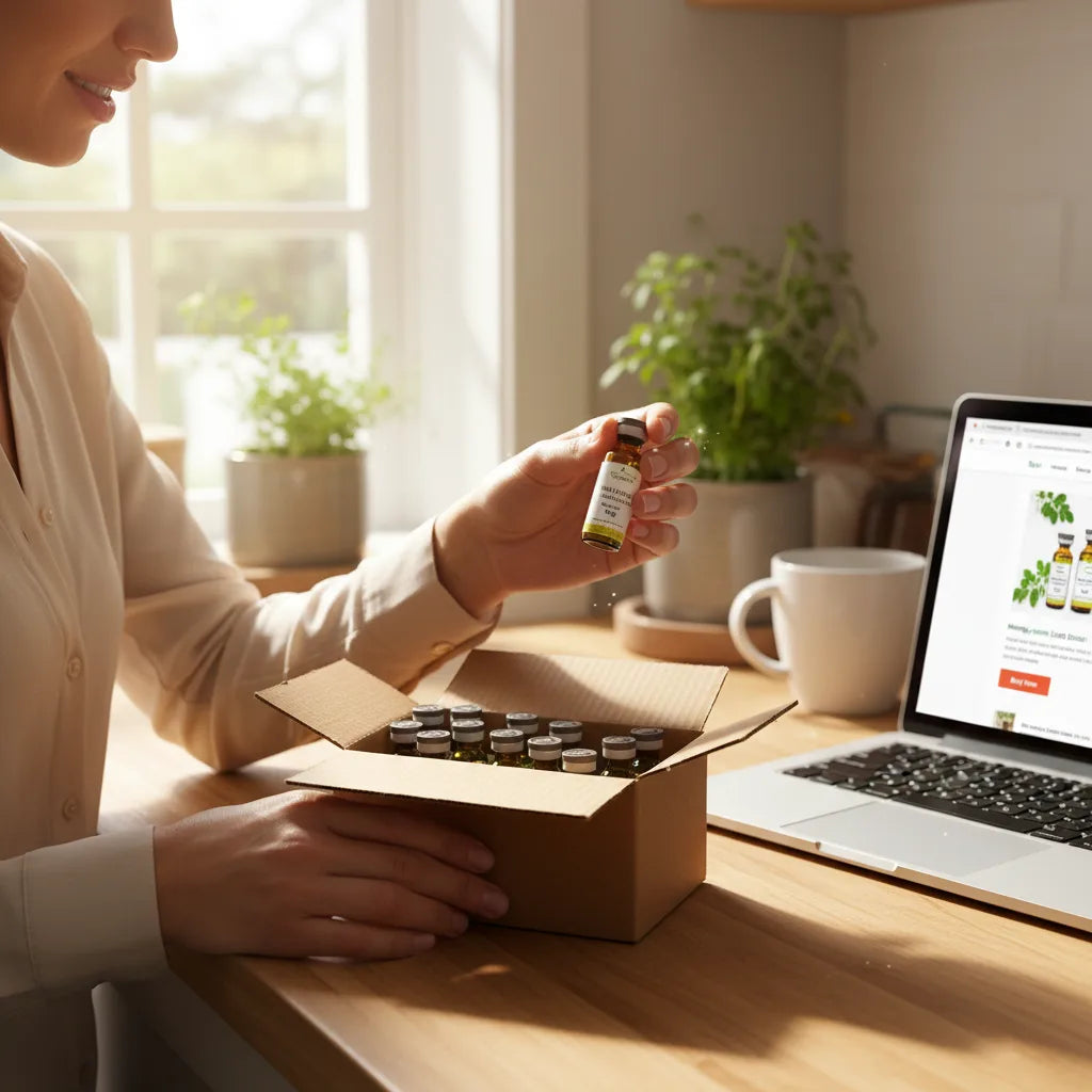 Unboxing moringa sample vials at home