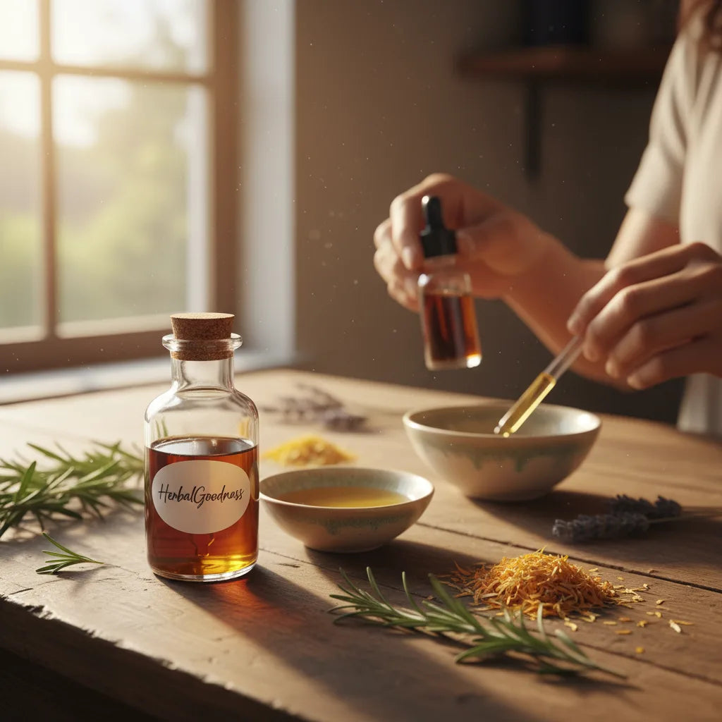 Mixing HerbalGoodness extract with carrier oil