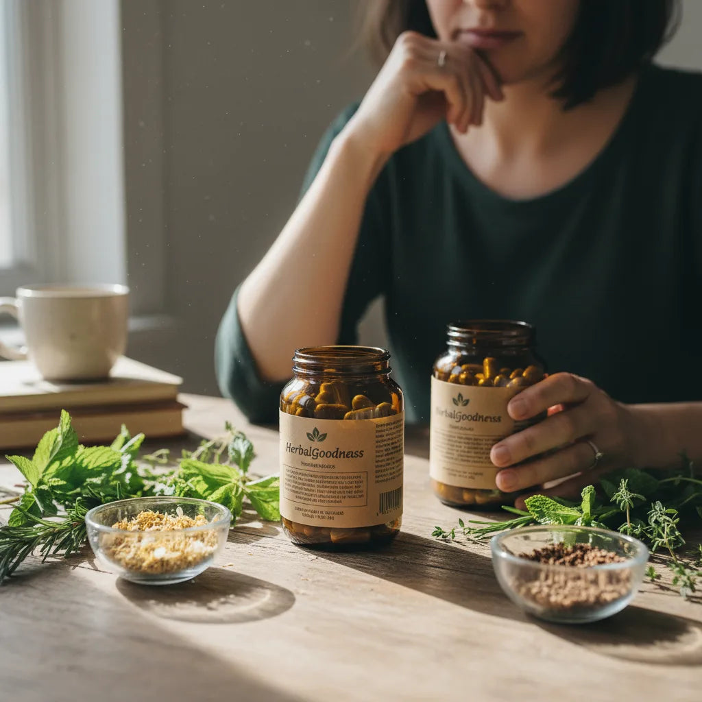Person studies stonebreaker blends at home