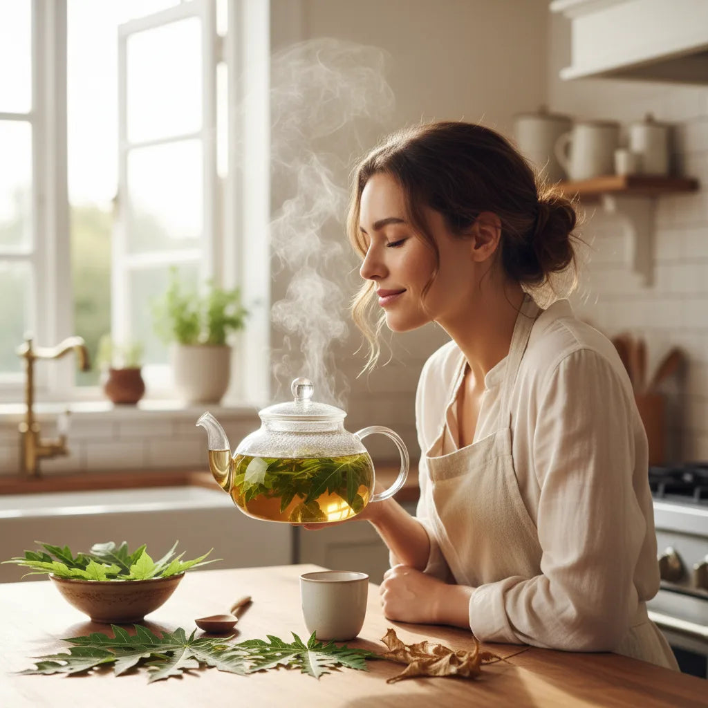 Papaya leaves benefits for female — a sensory, cycle-aware tea guide_featured_image