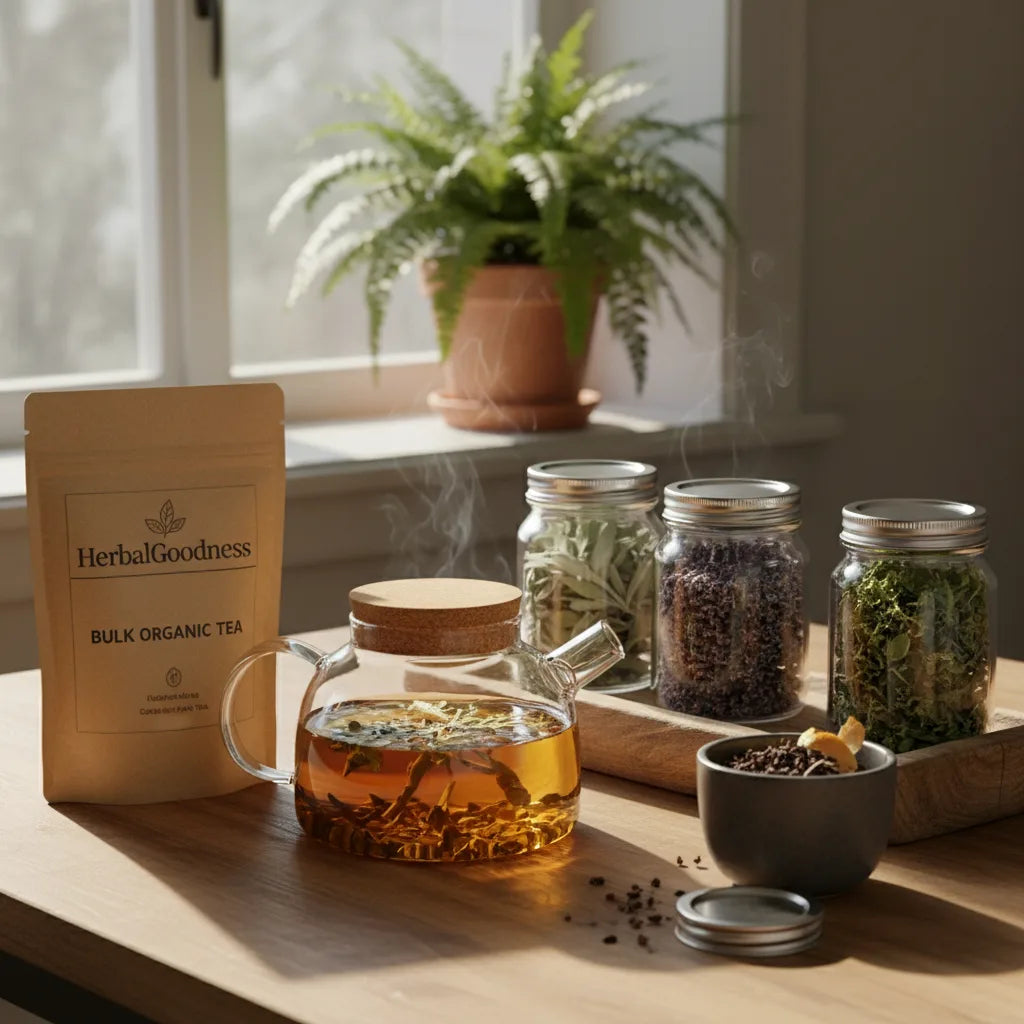 Papaya leaf tea beside other herbal teas