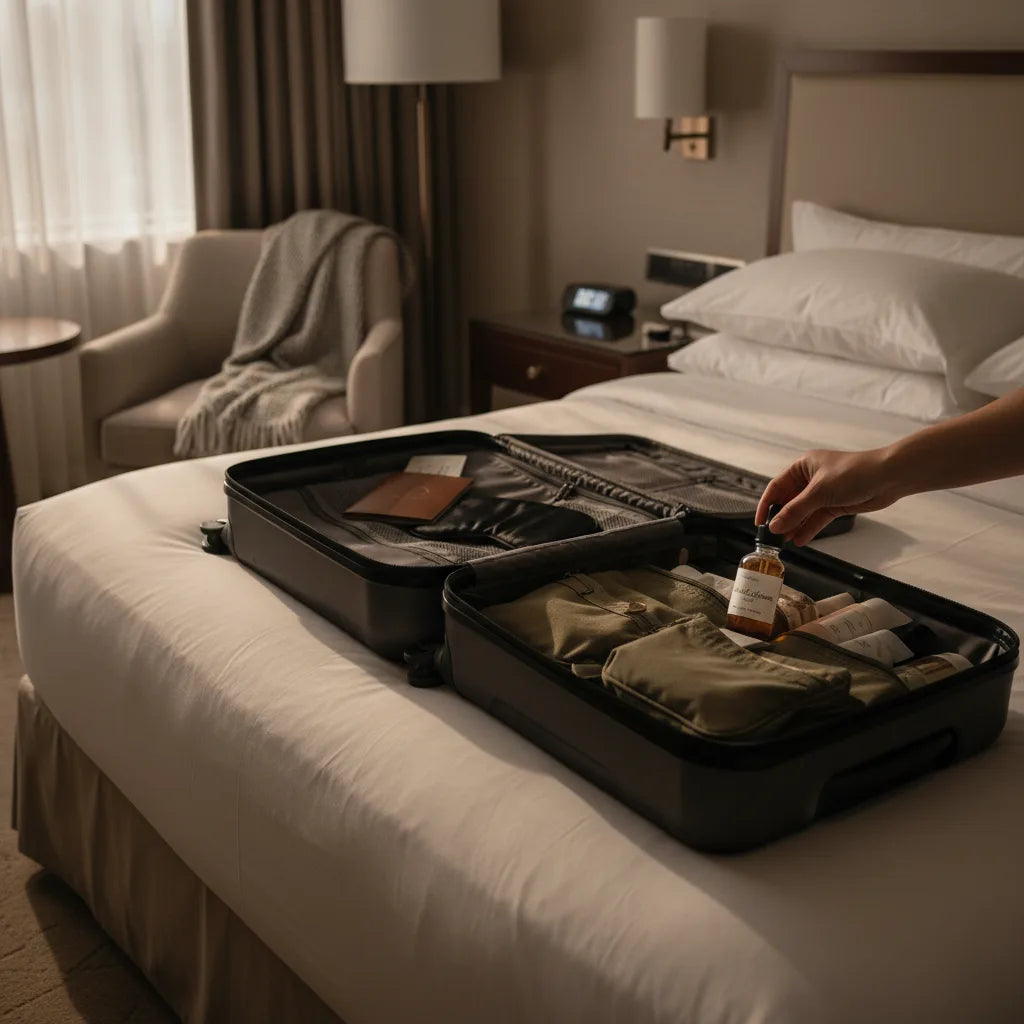 Packing sleep extract in a hotel room