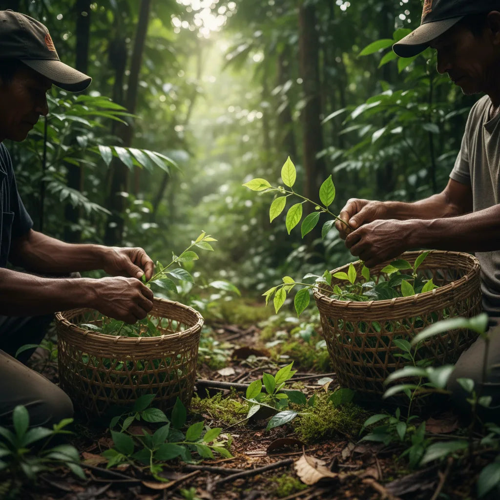 Ethical chanca piedra harvesting in tropical forest