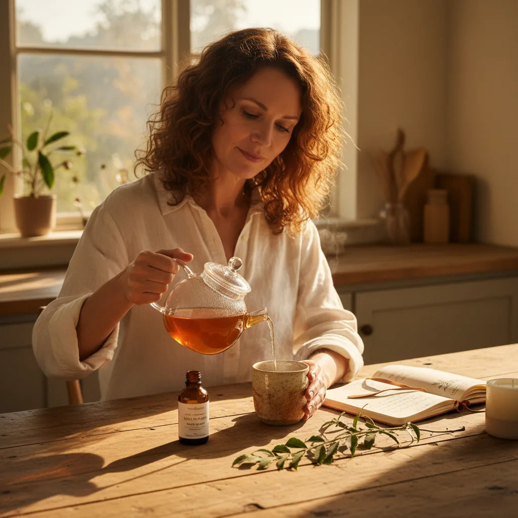 Woman preparing cat's claw herbal tea