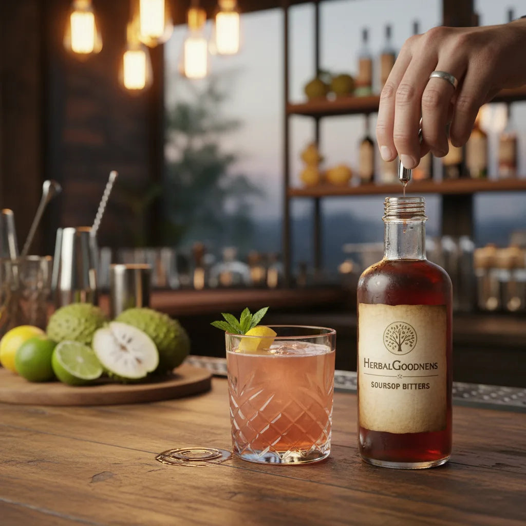 Bartender uses soursop bitters at bar