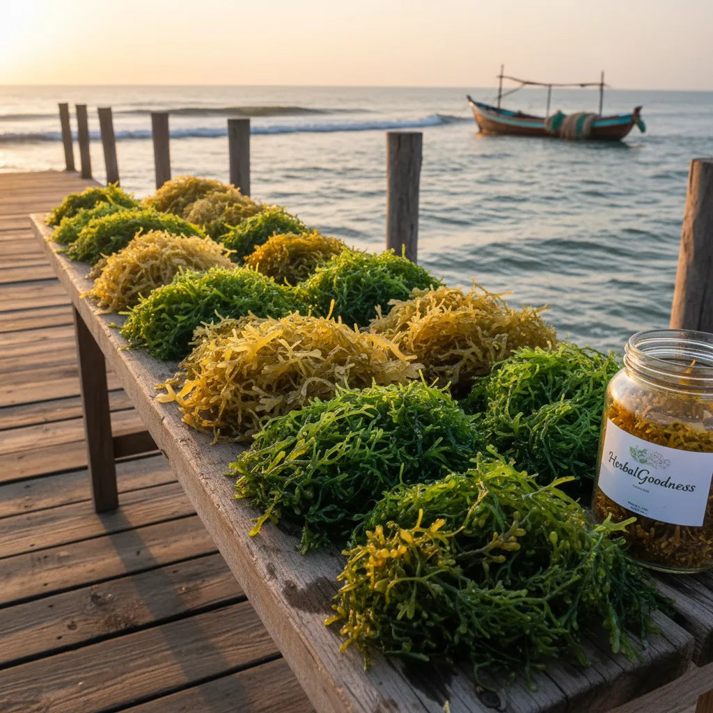 Fresh sea moss for sale at dockside market