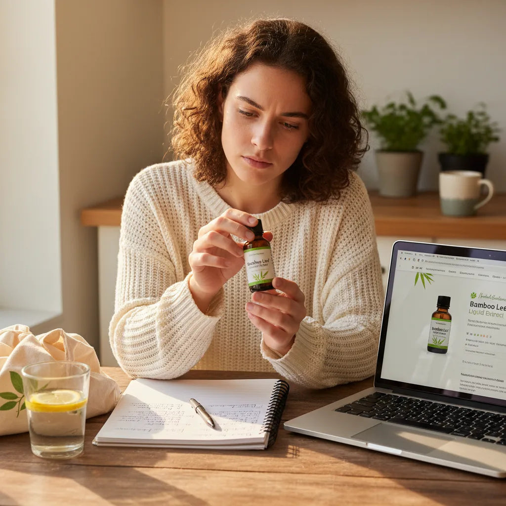 Person reviews bamboo extract purchase details
