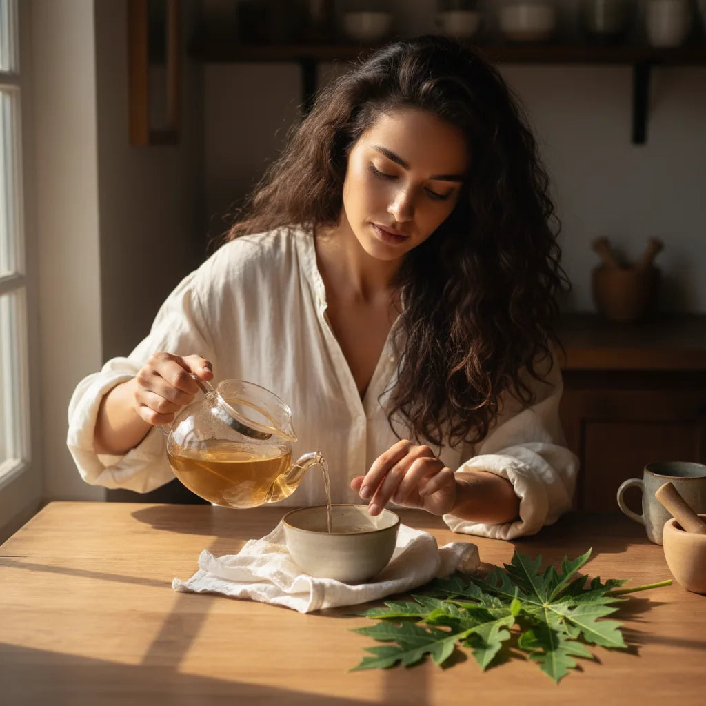 How people use papaya leaf tea for hair growth: safe preparations and practical routines_featured_image