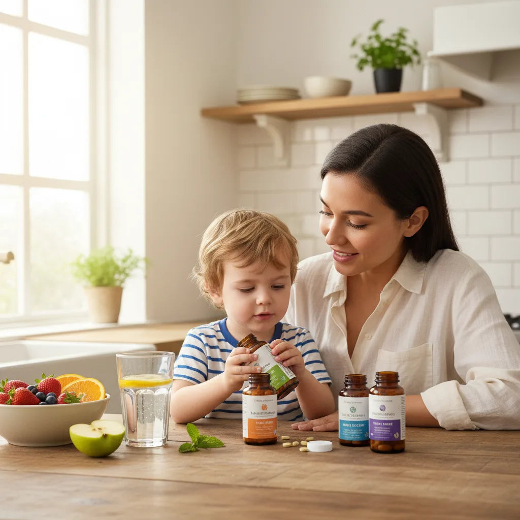 Parent and child explore herbal supplement options