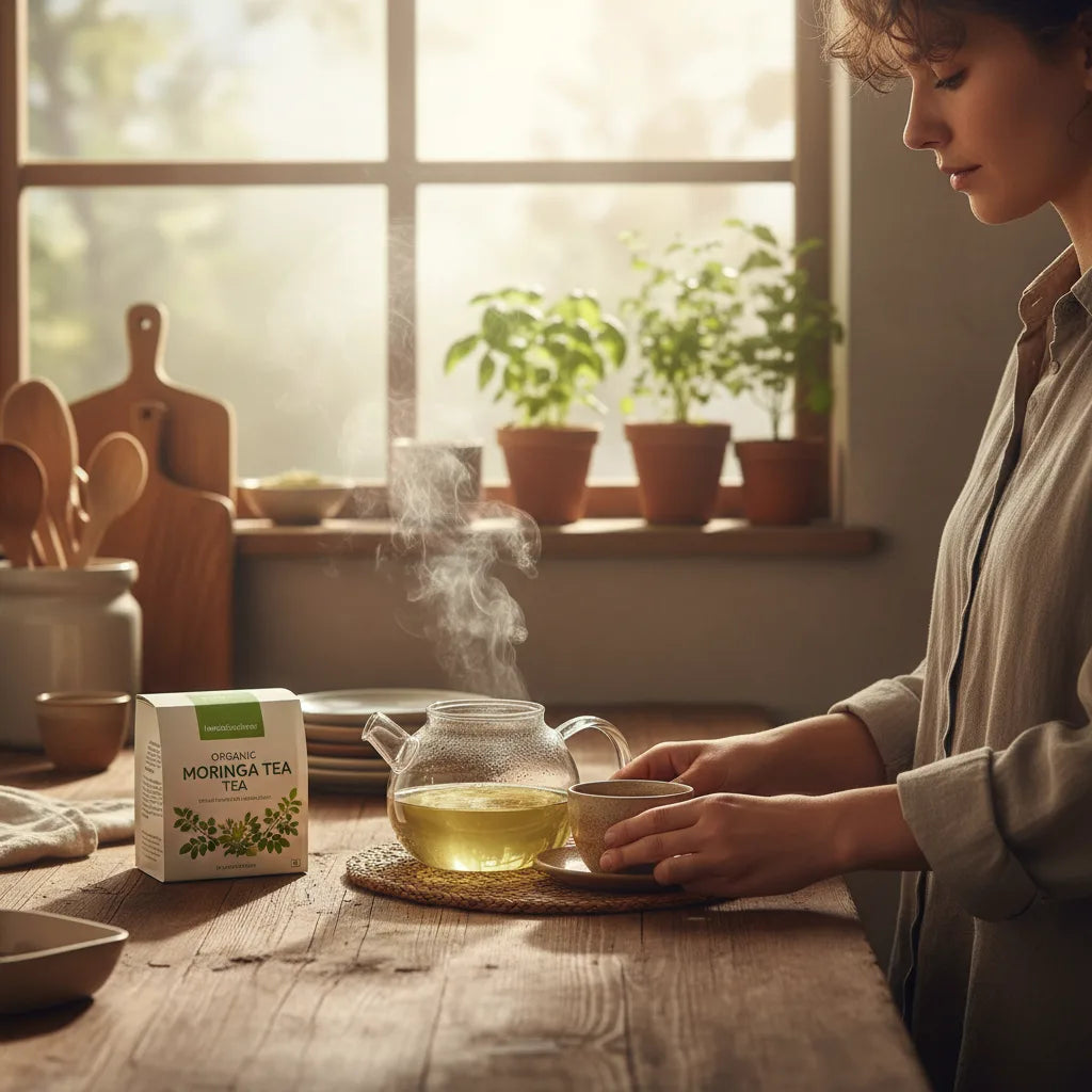 Morning brewing of HerbalGoodness moringa tea