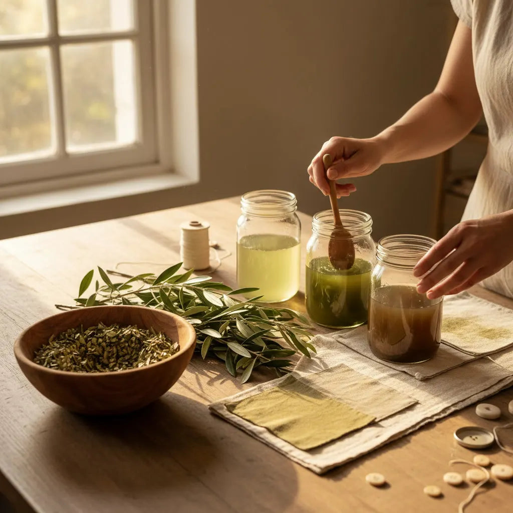 Olive leaf as a natural dye: extracting color and dyeing simple fabrics at home_featured_image