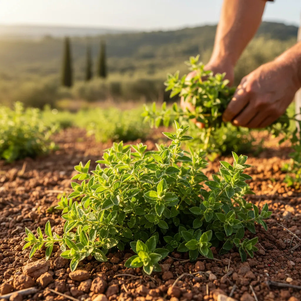 Fresh oregano grown in Mediterranean soil