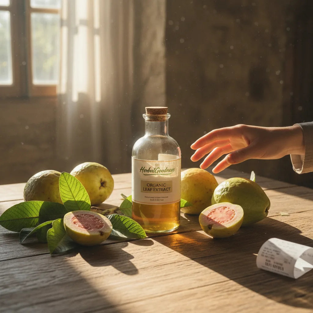 Organic guava leaf extract, leaves, sunlight