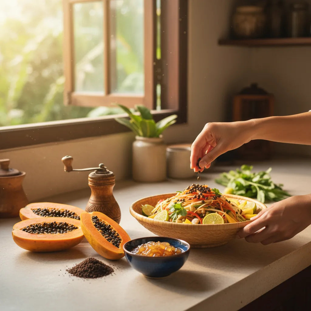 Papaya seeds used in tropical kitchen