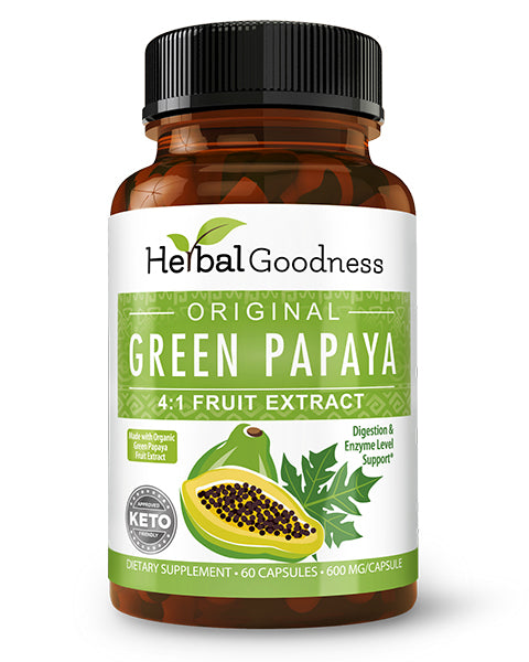 Green Papaya Fruit Extract - Capsules 60/600mg - 4X Strength - Herbal Goodness