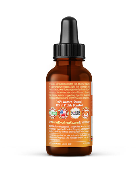 Papaya Leaf Extract - Organic - Liquid 1oz - Herbal Goodness