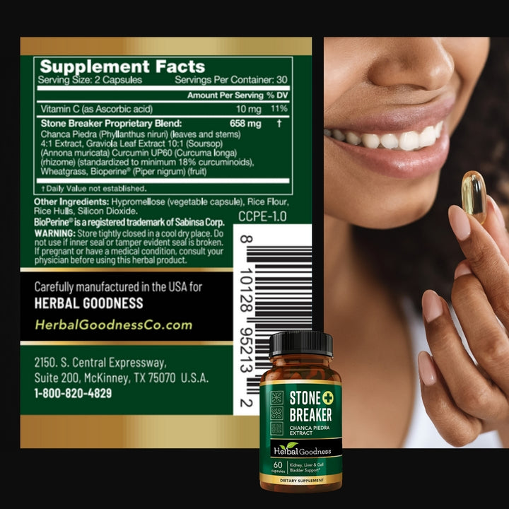 Stone Breaker Plus | Chanca Piedra Extract Capsules - 60/600mg