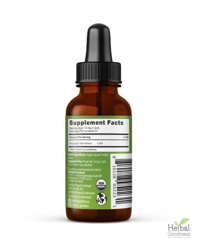 Avocado Leaf - Organic 1oz 15X Liquid Extract - Immunity & Heart Health Liquid Extract Herbal Goodness 