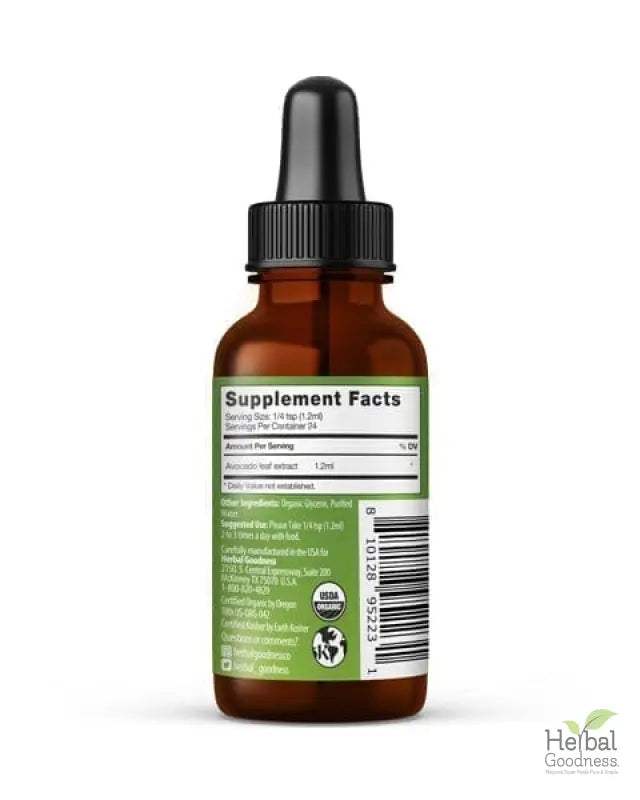 Avocado Leaf - Organic 1oz 15X Liquid Extract - Immunity &amp; Heart Health Liquid Extract Herbal Goodness 