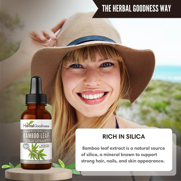Bamboo Leaf - Organic 1oz 15X Liquid Extract - Nature's Collagen & Biotin Liquid Extract Herbal Goodness 