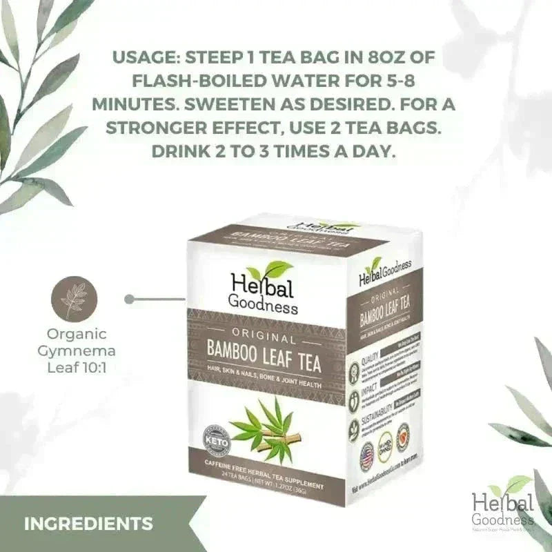 Bamboo Leaf Tea – Caffeine-Free | 24 Tea Bags (1.5g Each) - Herbal Goodness Tea & Infusions Herbal Goodness 