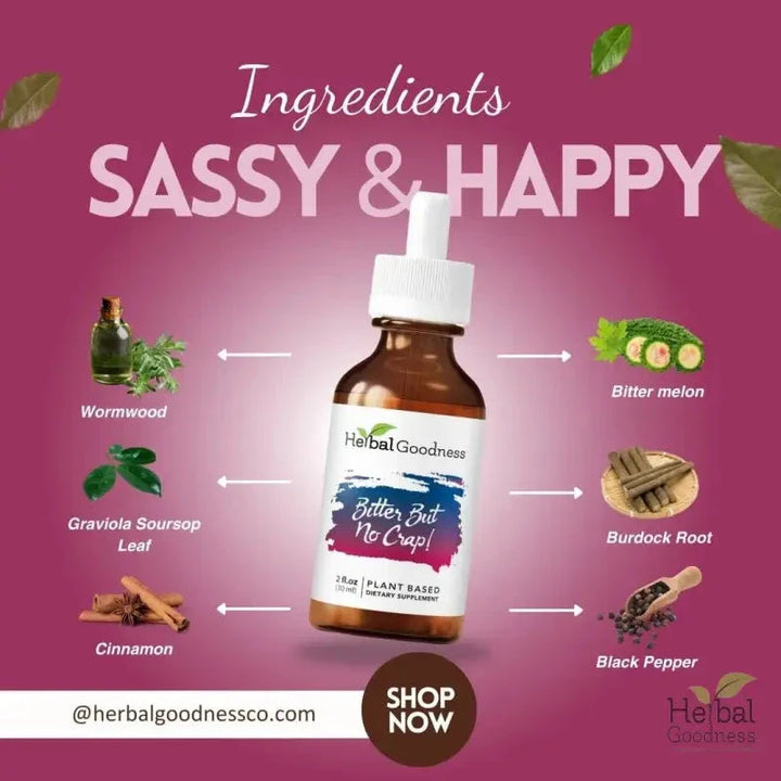 Bitter But No Crap 2fl.oz - Plant Based - Dietary Supplement - Herbal Goodness Liquid Extract Herbal Goodness 