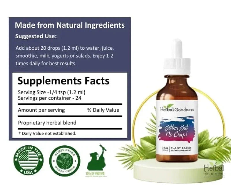 Bitter But No Crap 2fl.oz - Plant Based - Dietary Supplement - Herbal Goodness Liquid Extract Herbal Goodness 