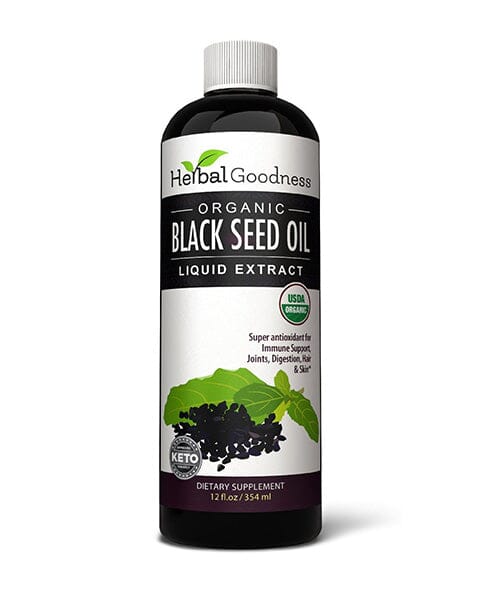 Black Seed Oil 12oz - Support Immune System, Joints, Skin, Hair, & Digestion (Non-GMO & Vegan) - Herbal Goodness Liquid Extract Herbal Goodness 