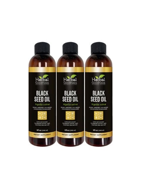 Black Seed Oil 8oz – Cold-Pressed Nigella Sativa Oil for Immune Support & Daily Wellness Liquid Extract Herbal Goodness 3 Bottles 
