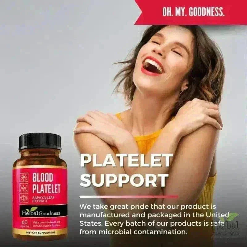Blood Platelet Plus - 60/600mg 20X Strength Capsule - Platelet Boost Capsules Herbal Goodness 