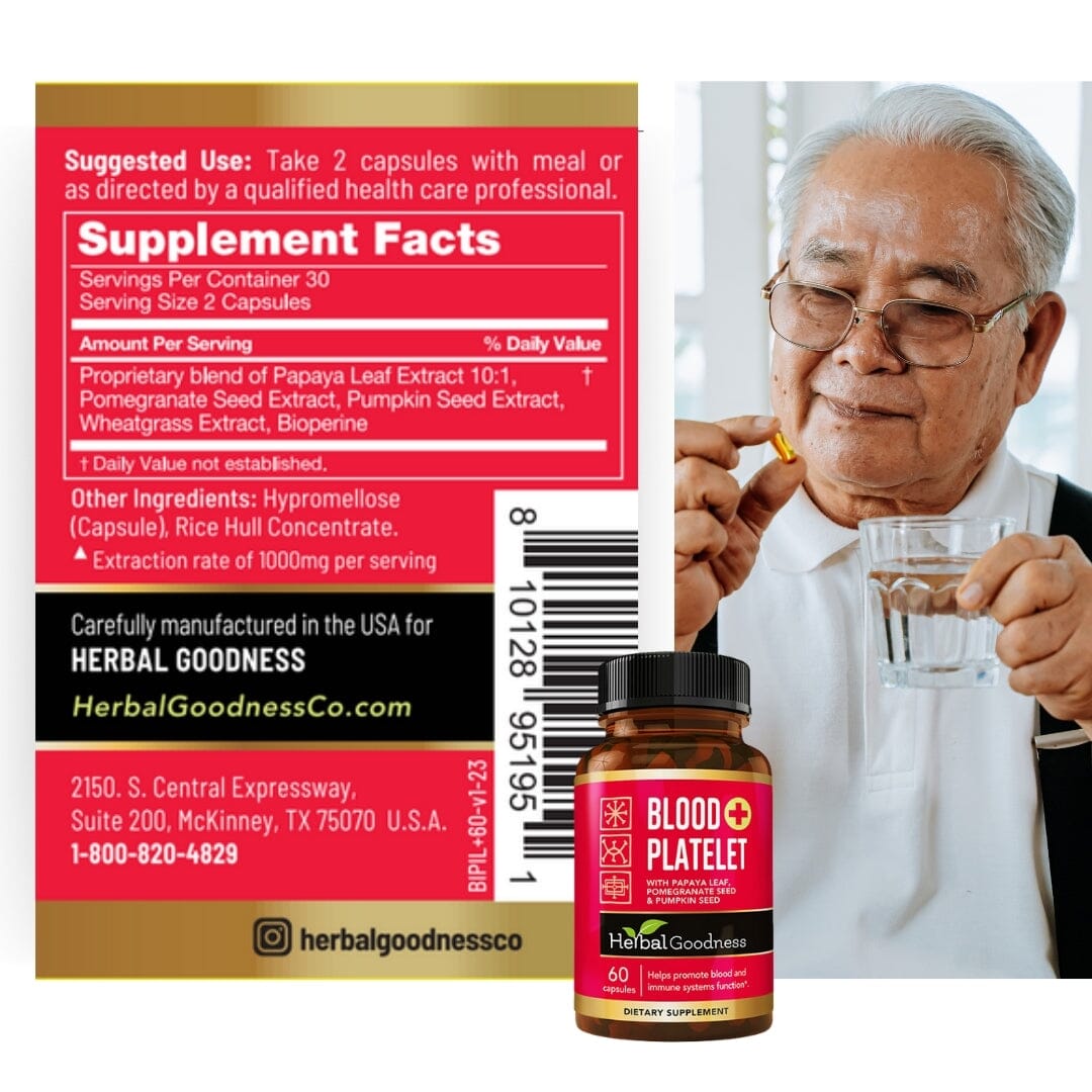Blood Platelet Plus - Capsule 60/600mg-20X Strength Capsules Herbal Goodness 