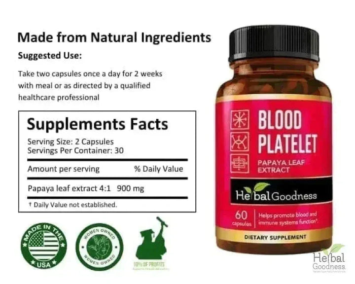 Blood Platelet Plus - Capsule 60/600mg-20X Strength - Herbal Goodness Capsules Herbal Goodness 