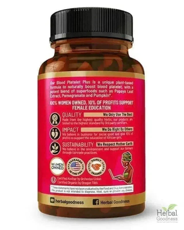 Blood Platelet Plus - Capsule 60/600mg-20X Strength - Herbal Goodness Capsules Herbal Goodness 
