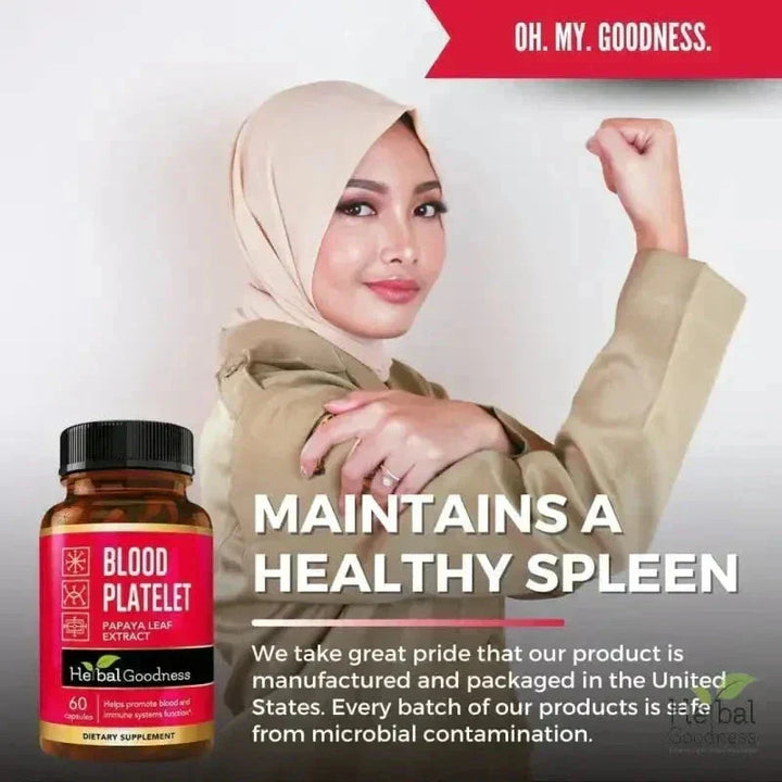 Blood Platelet Plus - Capsule 60/600mg-20X Strength - Immune System Function - Herbal Goodness Capsules Herbal Goodness 
