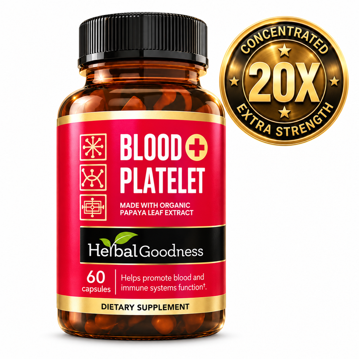Red and black herbalgoodness blood platelet plus capsules with organic papaya leaf extract for boosting platelet levels