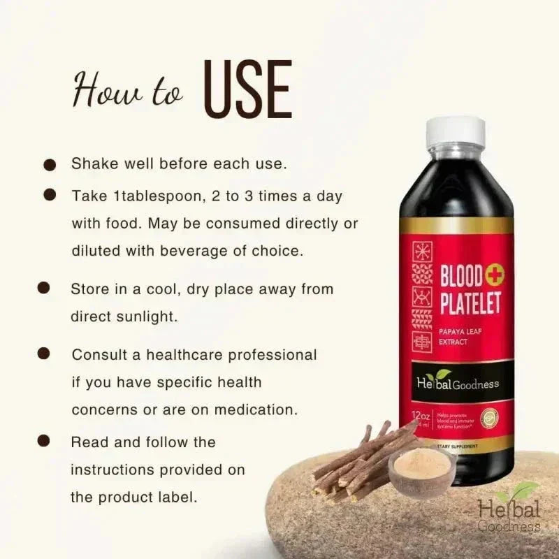 Blood Platelet Plus – Liquid Herbal Extract | 15X Strength Papaya Leaf - Immune Support - Herbal Goodness Liquid Extract Herbal Goodness 