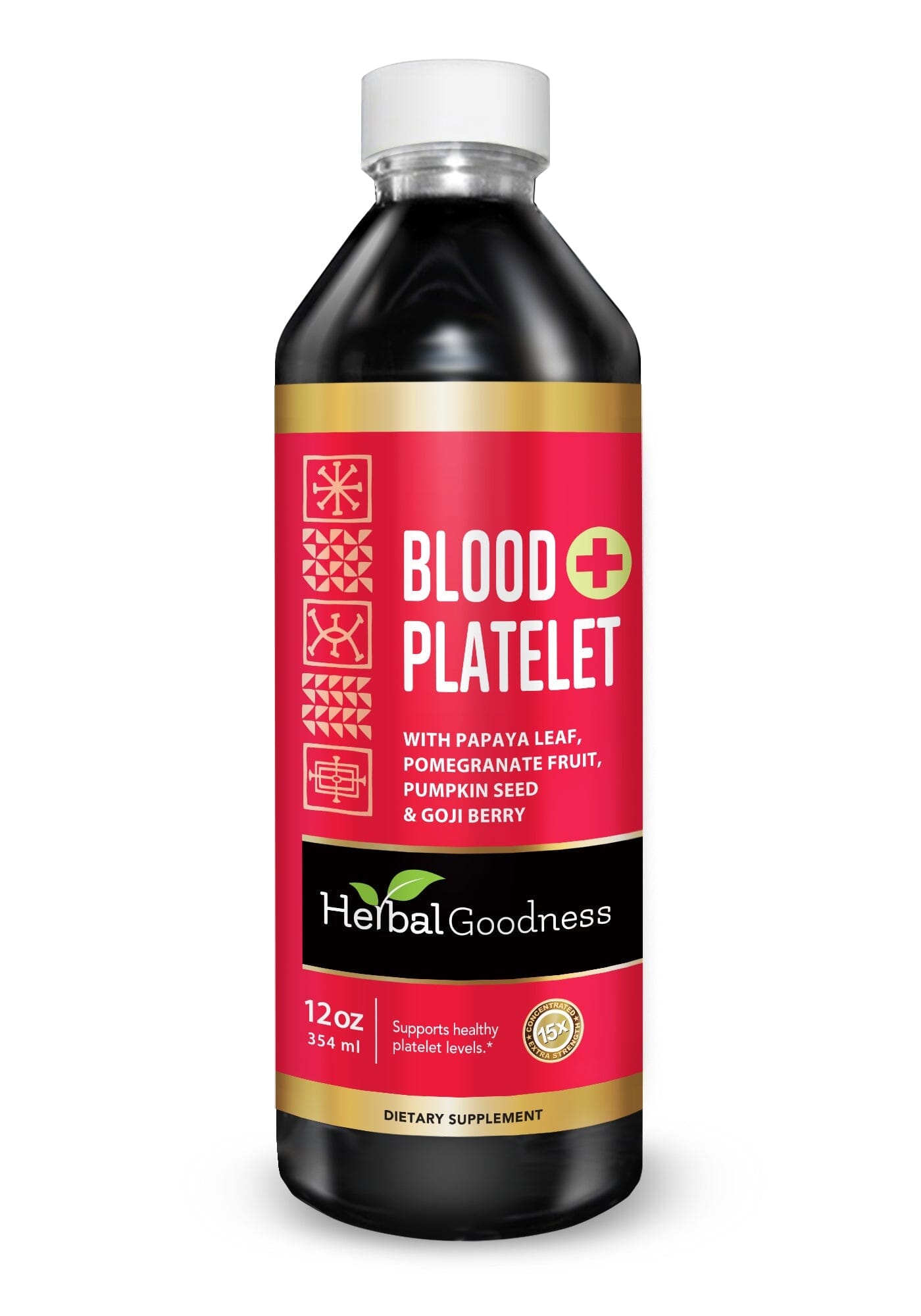 Blood Platelet with Papaya Leaf - Organic 15X Liquid Extract - Platelet & Bone Marrow Liquid Extract Herbal Goodness 12 oz 