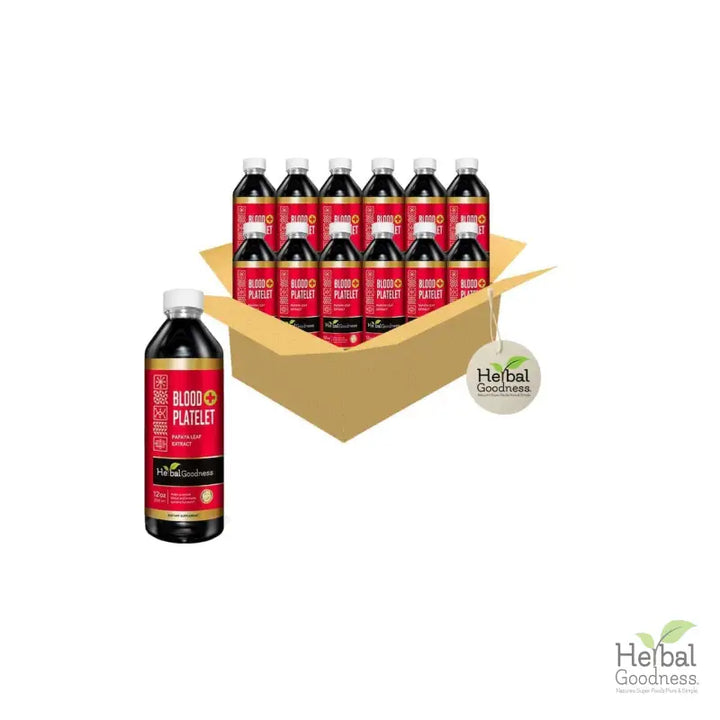 Blood Platelet with Papaya Leaf - Organic 1oz 15X Liquid Extract - Platelet & Bone Marrow Liquid Extract Herbal Goodness 12 oz Case (12) 