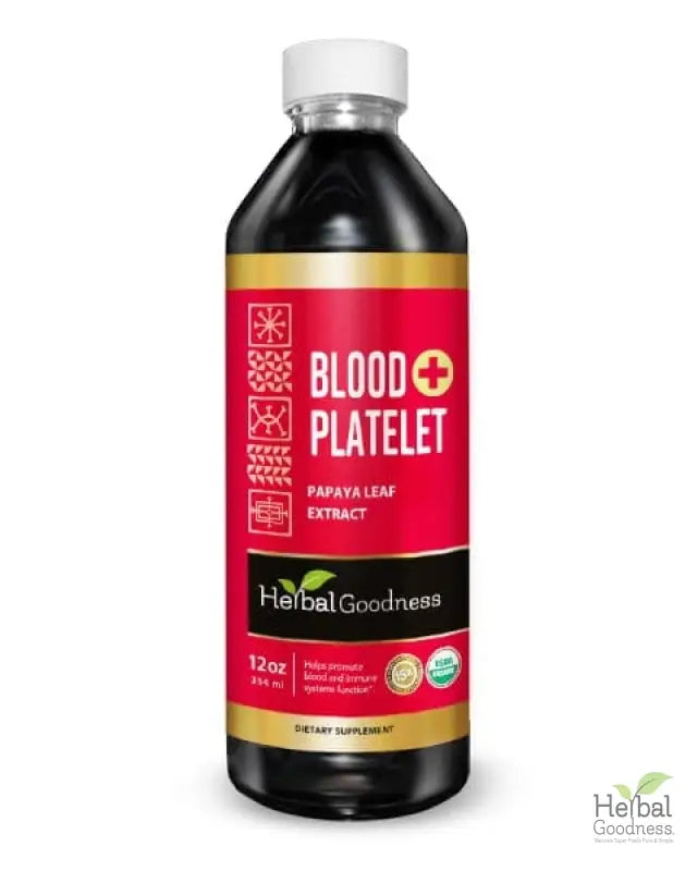 Blood Platelet with Papaya Leaf - Organic 1oz 15X Liquid Extract - Platelet & Bone Marrow Liquid Extract Herbal Goodness 12 oz 