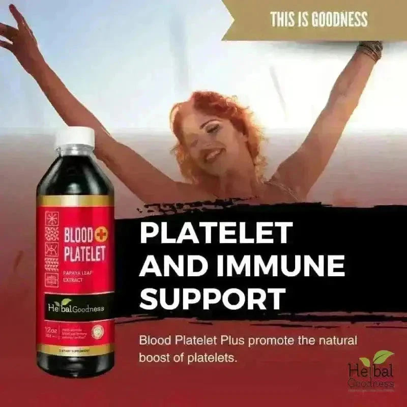 Blood Platelet with Papaya Leaf - Organic 15X Liquid Extract - Platelet & Bone Marrow Liquid Extract Herbal Goodness 